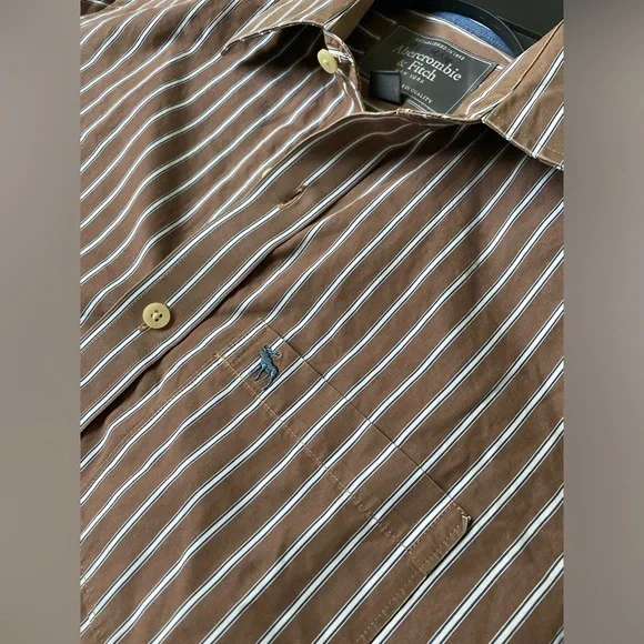 Men’s Abercrombie & Fitch Shirt, Size M, Striped Brown, Great Condition - Picture 2 of 7